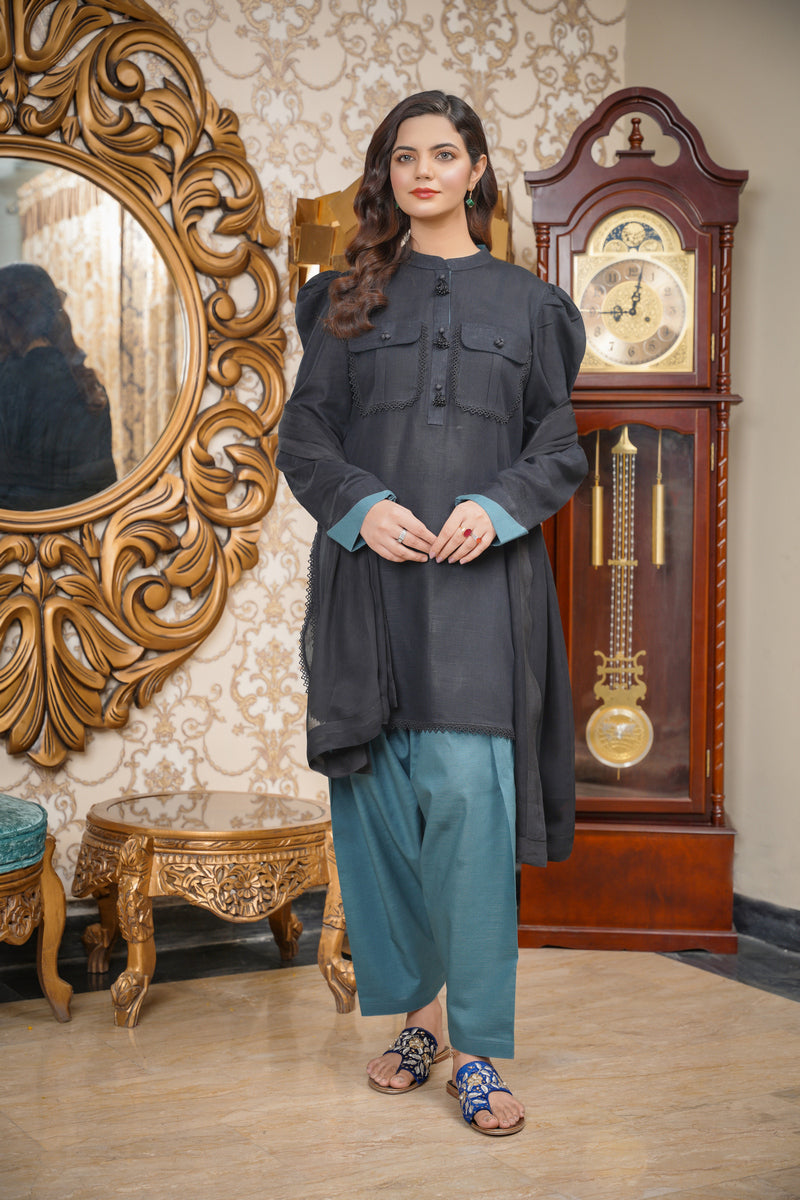 Hoorain Basics | Slub Winter 23 | HB-BLK - Pakistani Clothes for women, in United Kingdom and United States