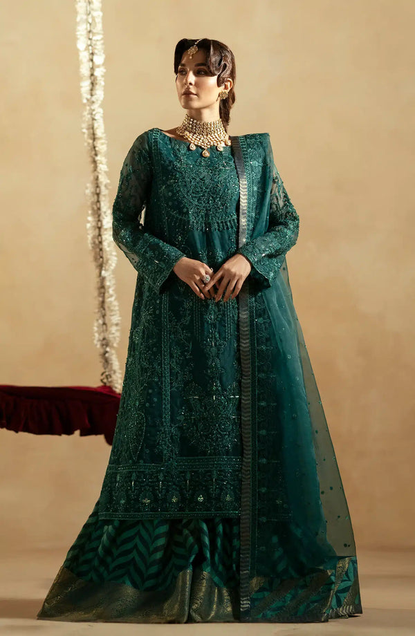 Maryum N Maria | Zamani Beghum Formals 23 | Emerald-(MW23-516) - Hoorain Designer Wear - Pakistani Ladies Branded Stitched Clothes in United Kingdom, United states, CA and Australia