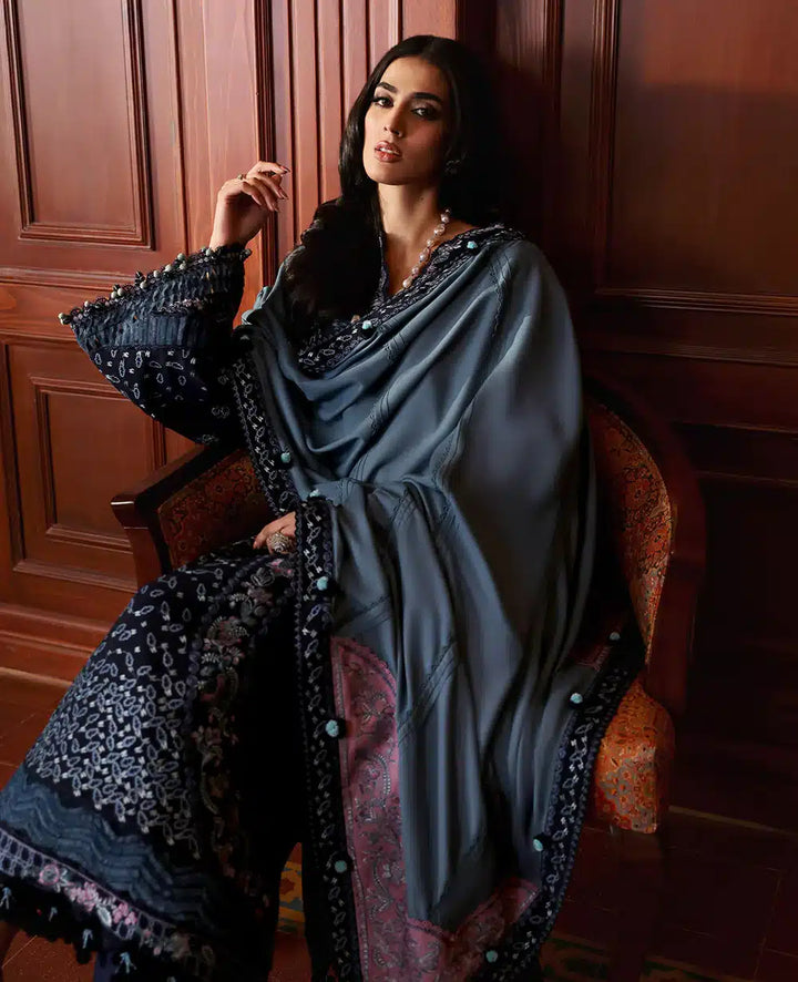 Republic Womenswear | Noemei Luxury Shawl 23 | NWU23-D5-B - Hoorain Designer Wear - Pakistani Designer Clothes for women, in United Kingdom, United states, CA and Australia
