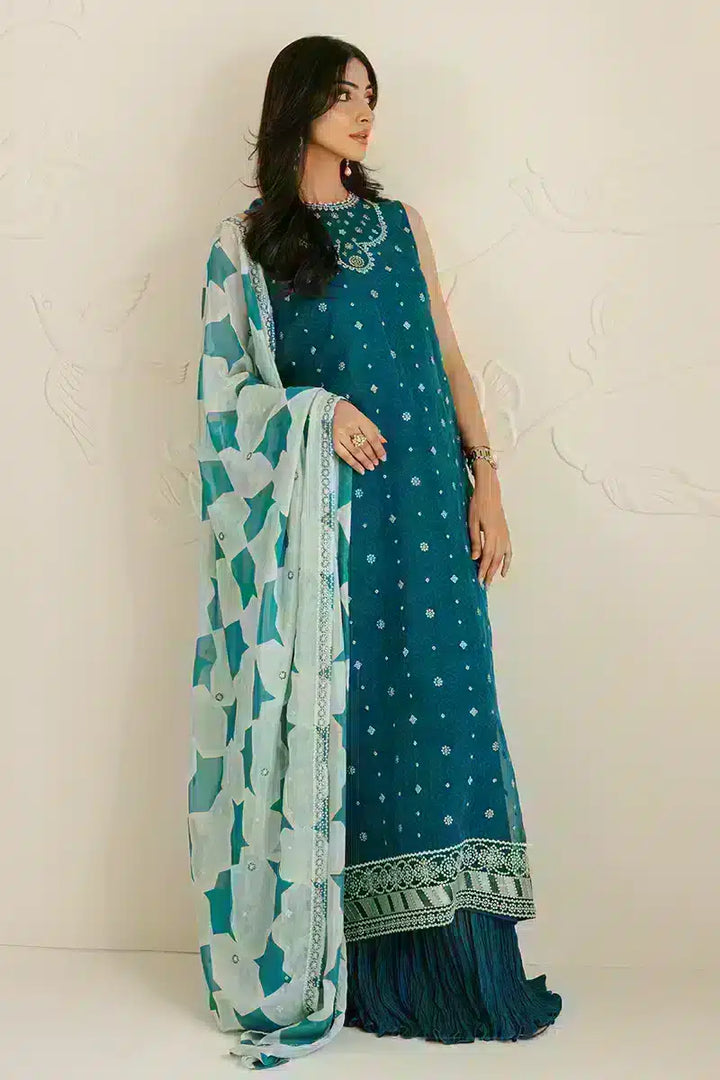 Cross Stitch | Wedding Festive 23 | Freckle Teal - Pakistani Clothes for women, in United Kingdom and United States