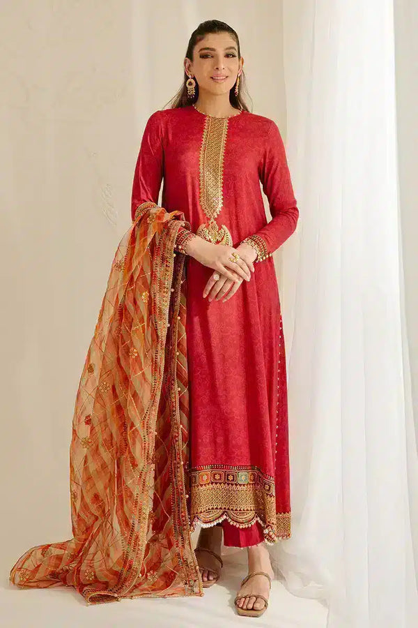 Cross Stitch | Wedding Festive 23 | POMPEIAN RED - Hoorain Designer Wear - Pakistani Ladies Branded Stitched Clothes in United Kingdom, United states, CA and Australia