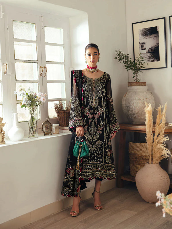 Gulaal | Embroidered Chiffon 23 | NOIR GL-EC-23V1-06 - Hoorain Designer Wear - Pakistani Ladies Branded Stitched Clothes in United Kingdom, United states, CA and Australia