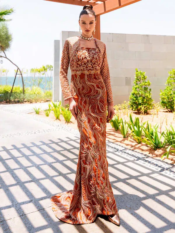 Epoque | Ciel Luxury Couture 23 | Ochre - Hoorain Designer Wear - Pakistani Ladies Branded Stitched Clothes in United Kingdom, United states, CA and Australia
