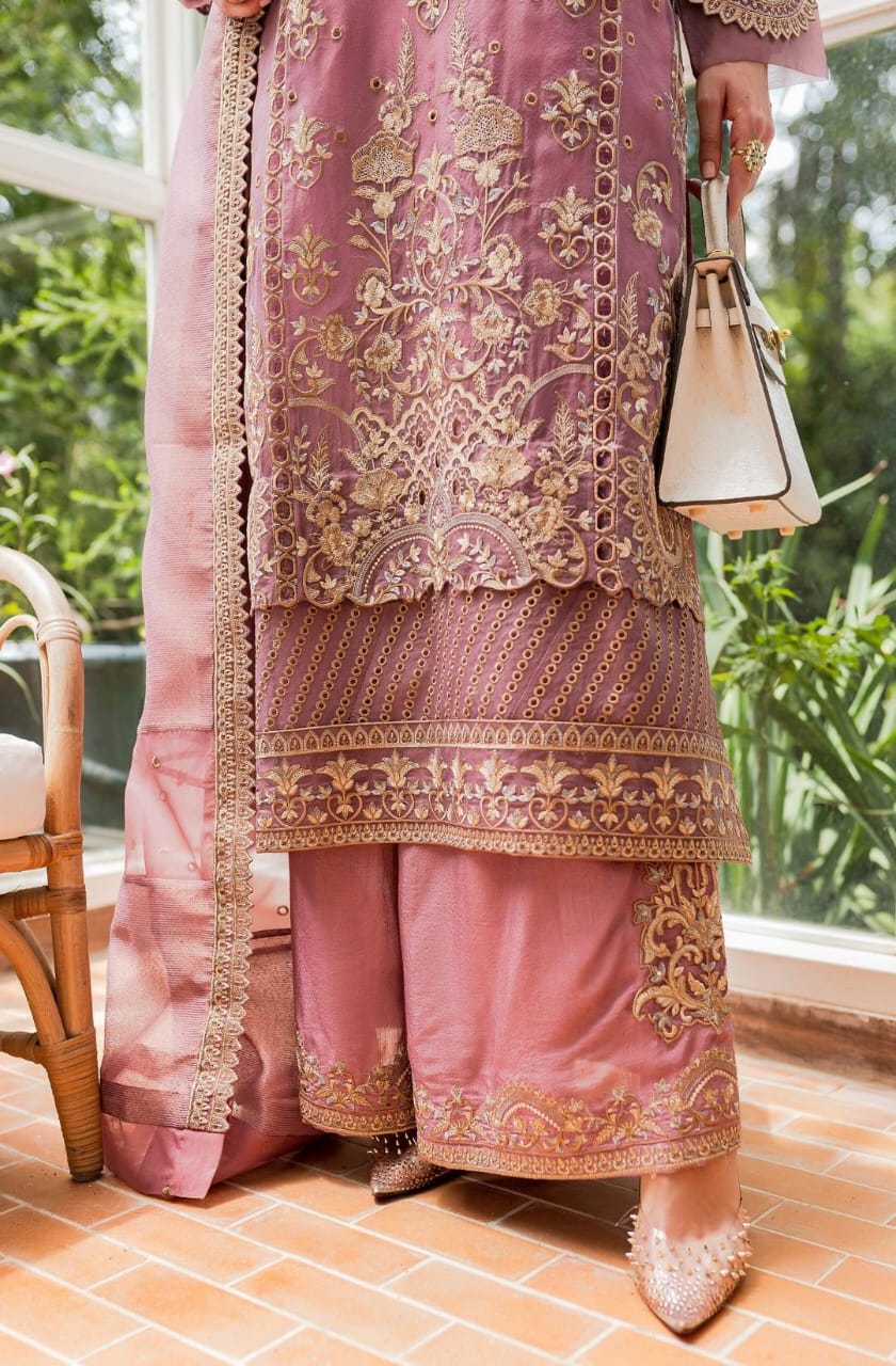 Maryum N Maria | Sorina Luxury Chiffon 23 | Dusty Rose (MW23-509) - Pakistani Clothes for women, in United Kingdom and United States