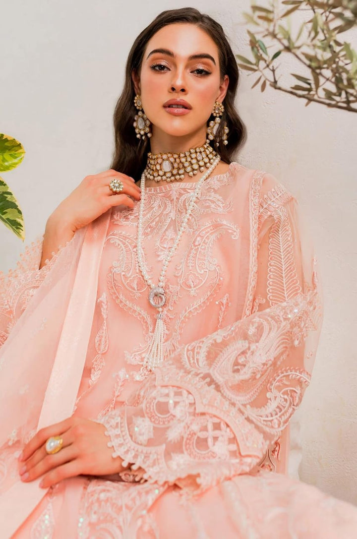 Maryum N Maria | Sorina Luxury Chiffon 23 | Peach Parfait (MW23-505) - Hoorain Designer Wear - Pakistani Ladies Branded Stitched Clothes in United Kingdom, United states, CA and Australia