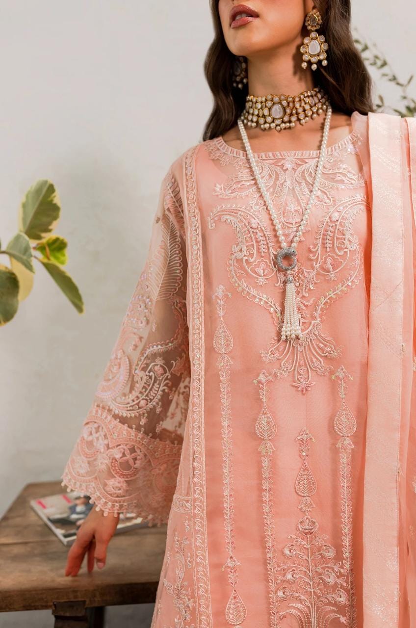 Maryum N Maria | Sorina Luxury Chiffon 23 | Peach Parfait (MW23-505) - Pakistani Clothes for women, in United Kingdom and United States