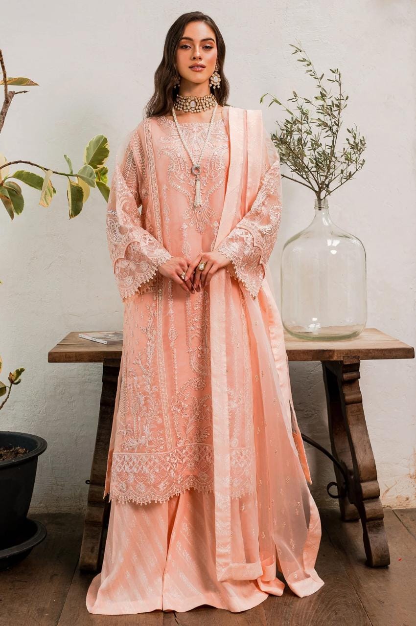 Maryum N Maria | Sorina Luxury Chiffon 23 | Peach Parfait (MW23-505) - Pakistani Clothes for women, in United Kingdom and United States