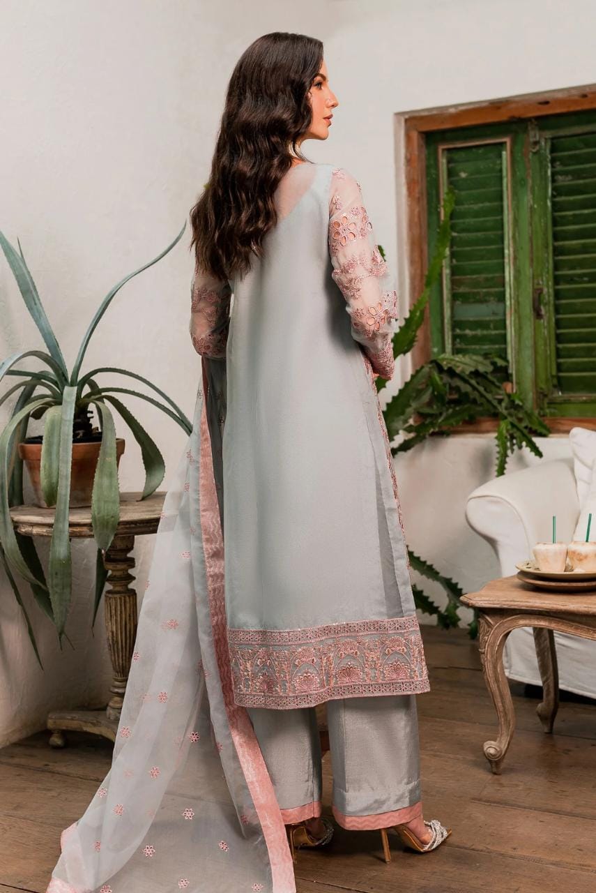 Maryum N Maria | Sorina Luxury Chiffon 23 | Dawn Blue (MW23-510) - Pakistani Clothes for women, in United Kingdom and United States