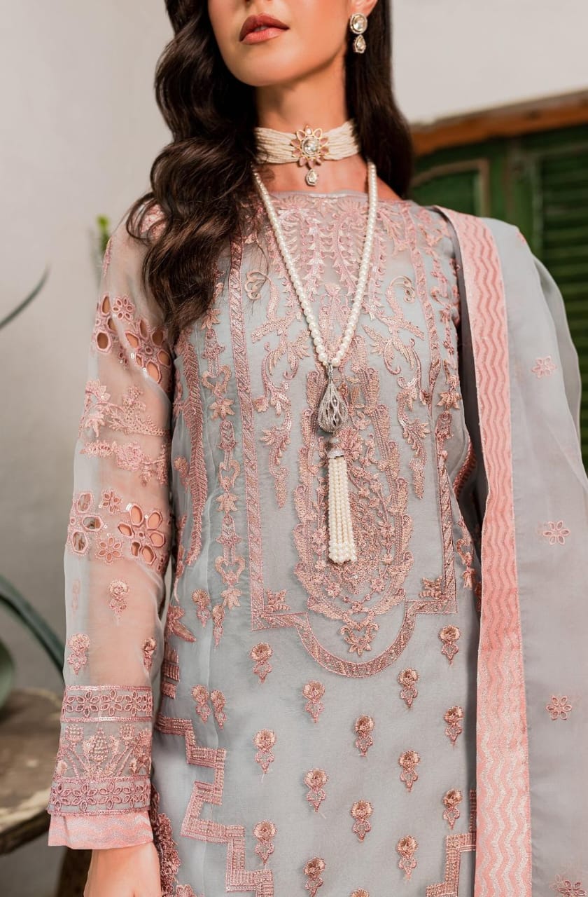 Maryum N Maria | Sorina Luxury Chiffon 23 | Dawn Blue (MW23-510) - Pakistani Clothes for women, in United Kingdom and United States