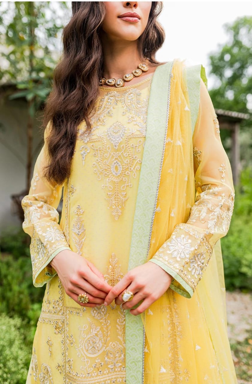 Maryum N Maria | Sorina Luxury Chiffon 23 | Lemon Zest (MW23-508) - Pakistani Clothes for women, in United Kingdom and United States