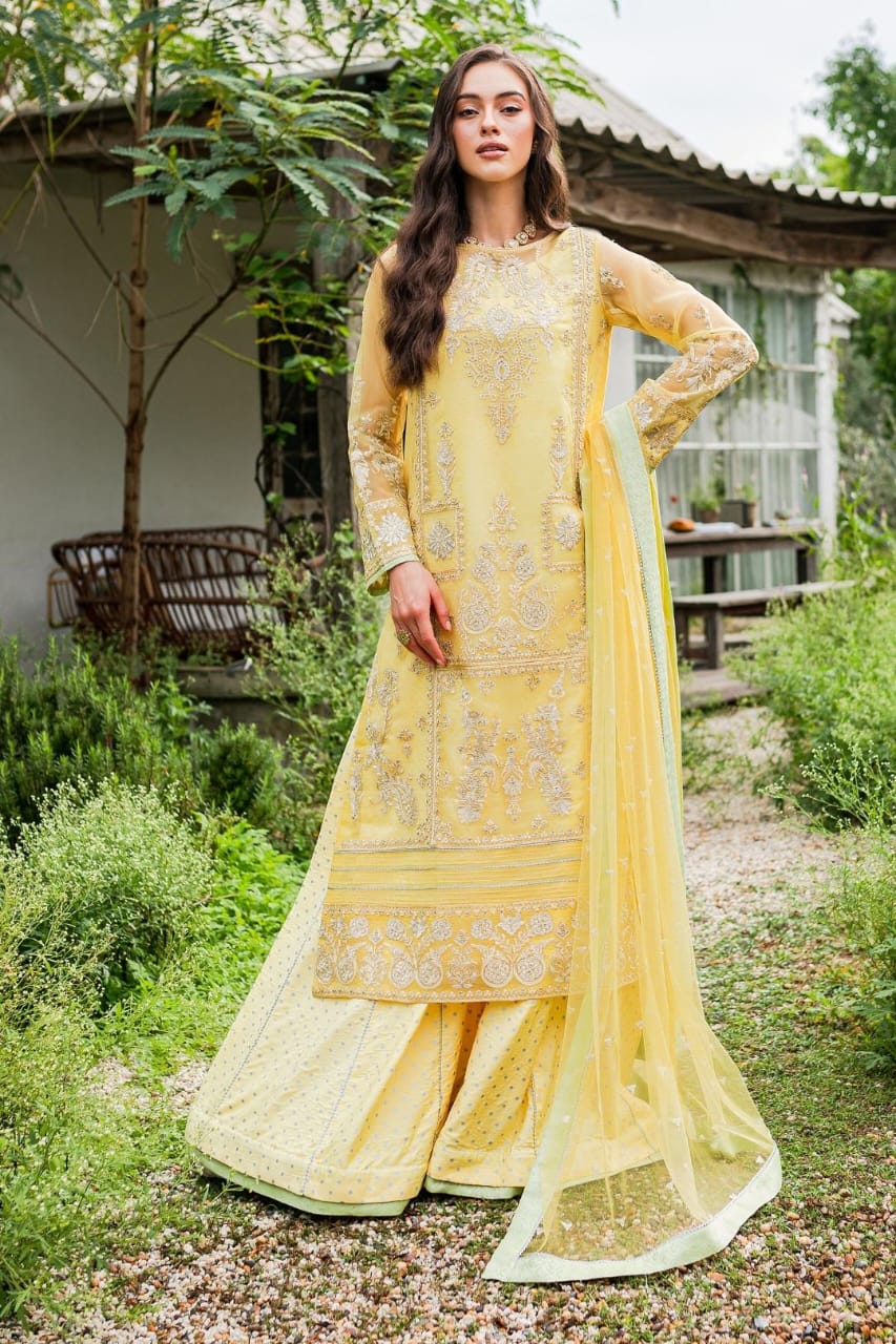 Maryum N Maria | Sorina Luxury Chiffon 23 | Lemon Zest (MW23-508) - Pakistani Clothes for women, in United Kingdom and United States