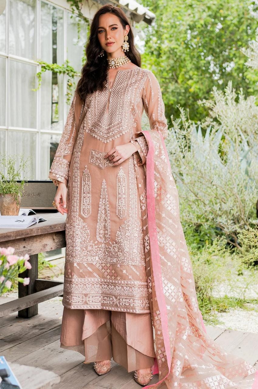 Maryum N Maria | Sorina Luxury Chiffon 23 | Peach Beige (MW23-503) - Pakistani Clothes for women, in United Kingdom and United States