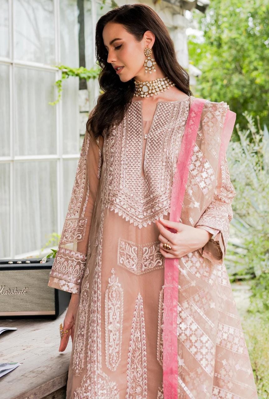 Maryum N Maria | Sorina Luxury Chiffon 23 | Peach Beige (MW23-503) - Pakistani Clothes for women, in United Kingdom and United States