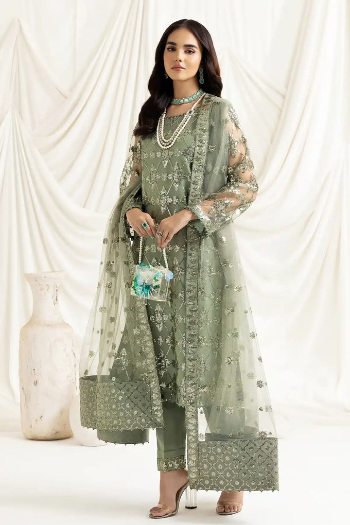 Alizeh | Dua Formals 23 | DUA-V02D02B-ALARA(PISTACHIO) - Hoorain Designer Wear - Pakistani Ladies Branded Stitched Clothes in United Kingdom, United states, CA and Australia