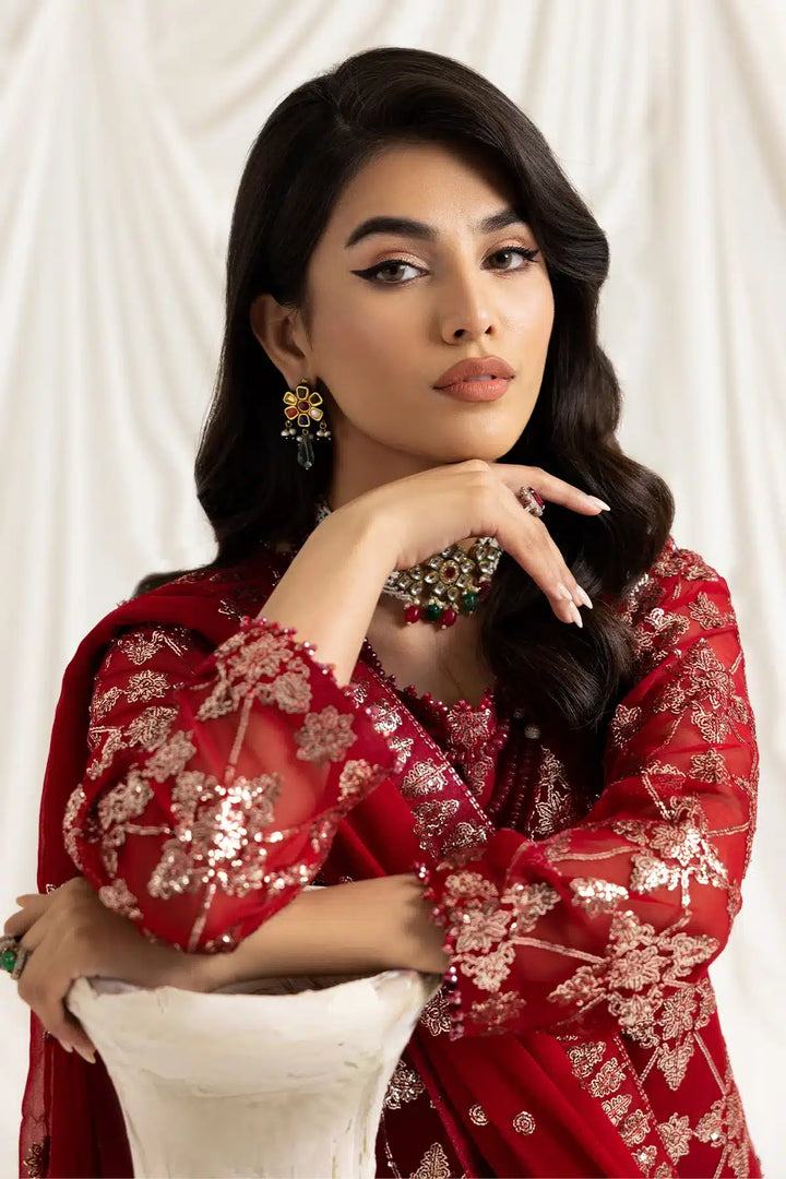 Alizeh | Dua Formals 23 | DUA-V02D02A-ALARA(RED) - Hoorain Designer Wear - Pakistani Ladies Branded Stitched Clothes in United Kingdom, United states, CA and Australia