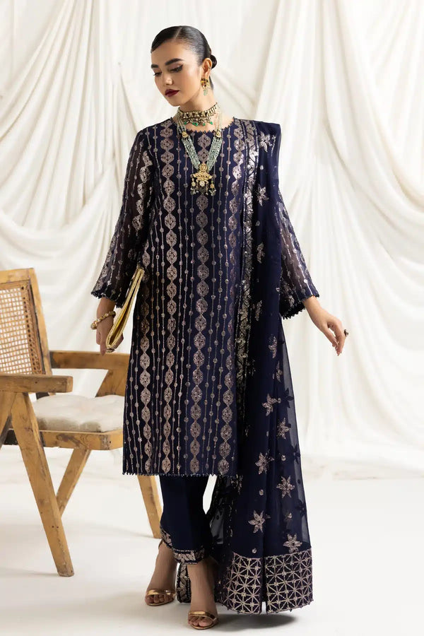 Alizeh | Dua Formals 23 | DUA-V02D01A- AIREEN(NAVY BLUE) - Hoorain Designer Wear - Pakistani Ladies Branded Stitched Clothes in United Kingdom, United states, CA and Australia