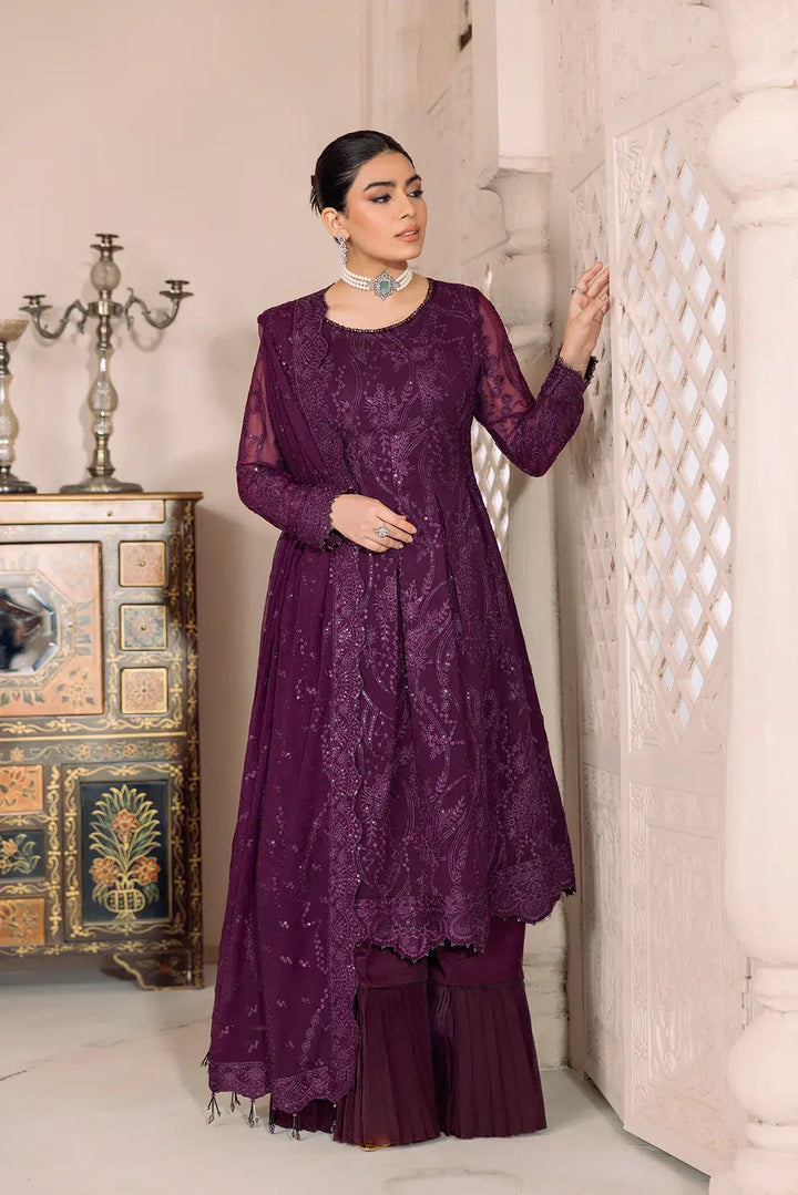 Alizeh | Dua Formals 23 | DUA-V01D03A- SYLVI ( PURPLE ) - Hoorain Designer Wear - Pakistani Ladies Branded Stitched Clothes in United Kingdom, United states, CA and Australia