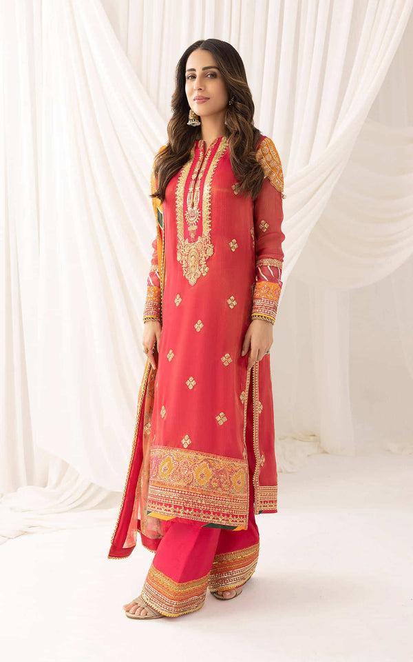 Asifa and Nabeel | Barasti Festive 23 | Sunehri (ANB-04) - Hoorain Designer Wear - Pakistani Ladies Branded Stitched Clothes in United Kingdom, United states, CA and Australia