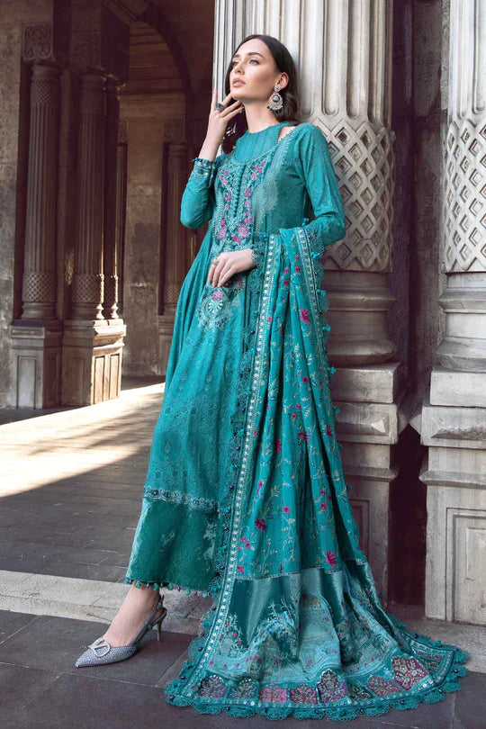 Maria B | Linen 23 | Teal DL-1105 - Hoorain Designer Wear - Pakistani Ladies Branded Stitched Clothes in United Kingdom, United states, CA and Australia
