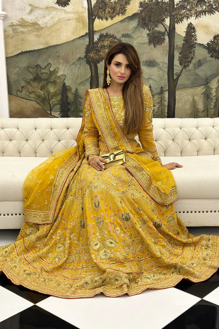 Erum Khan | Jahan Wedding 23 | Basanti - Hoorain Designer Wear - Pakistani Ladies Branded Stitched Clothes in United Kingdom, United states, CA and Australia