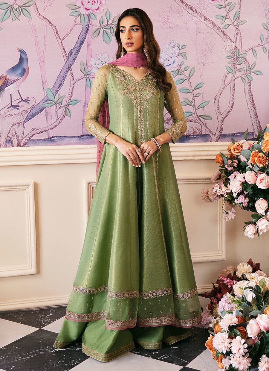 Farah Talib Aziz | Mayna Festive Luxe | ANISA APPLE GREEN - Pakistani Clothes for women, in United Kingdom and United States