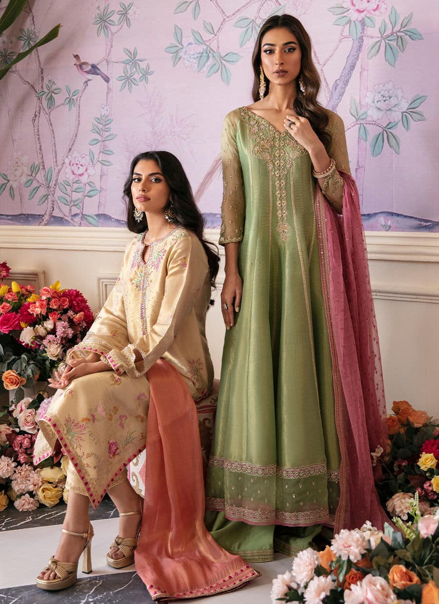 Farah Talib Aziz | Mayna Festive Luxe | ANISA APPLE GREEN - Pakistani Clothes for women, in United Kingdom and United States