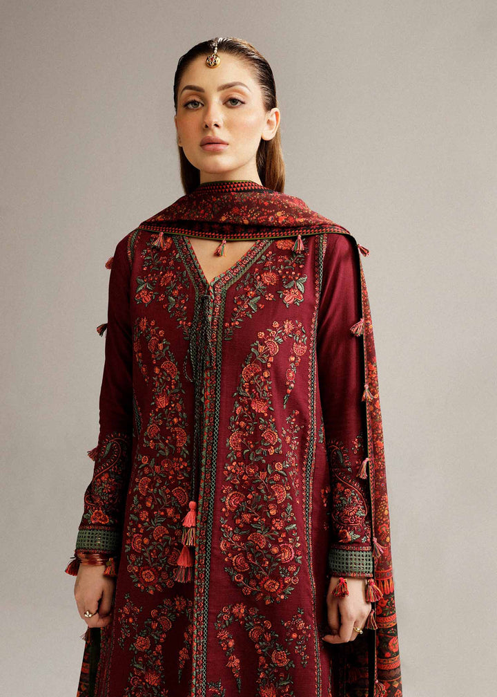 Hussain Rehar | Winter Shawl Khaddar 23 | Ruby - Hoorain Designer Wear - Pakistani Ladies Branded Stitched Clothes in United Kingdom, United states, CA and Australia