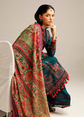 Hussain Rehar | Winter Shawl Khaddar 23 | Teal - Pakistani Clothes for women, in United Kingdom and United States