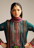 Hussain Rehar | Winter Shawl Khaddar 23 | Teal - Pakistani Clothes for women, in United Kingdom and United States