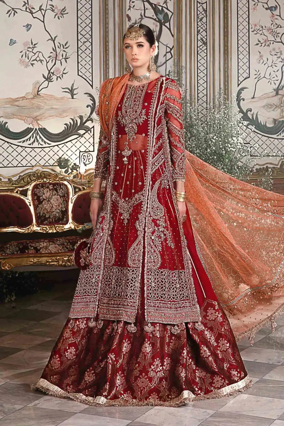 Maria B | Mbroidered Wedding Edition 23 | Maroon BD-2708 - Pakistani Clothes for women, in United Kingdom and United States