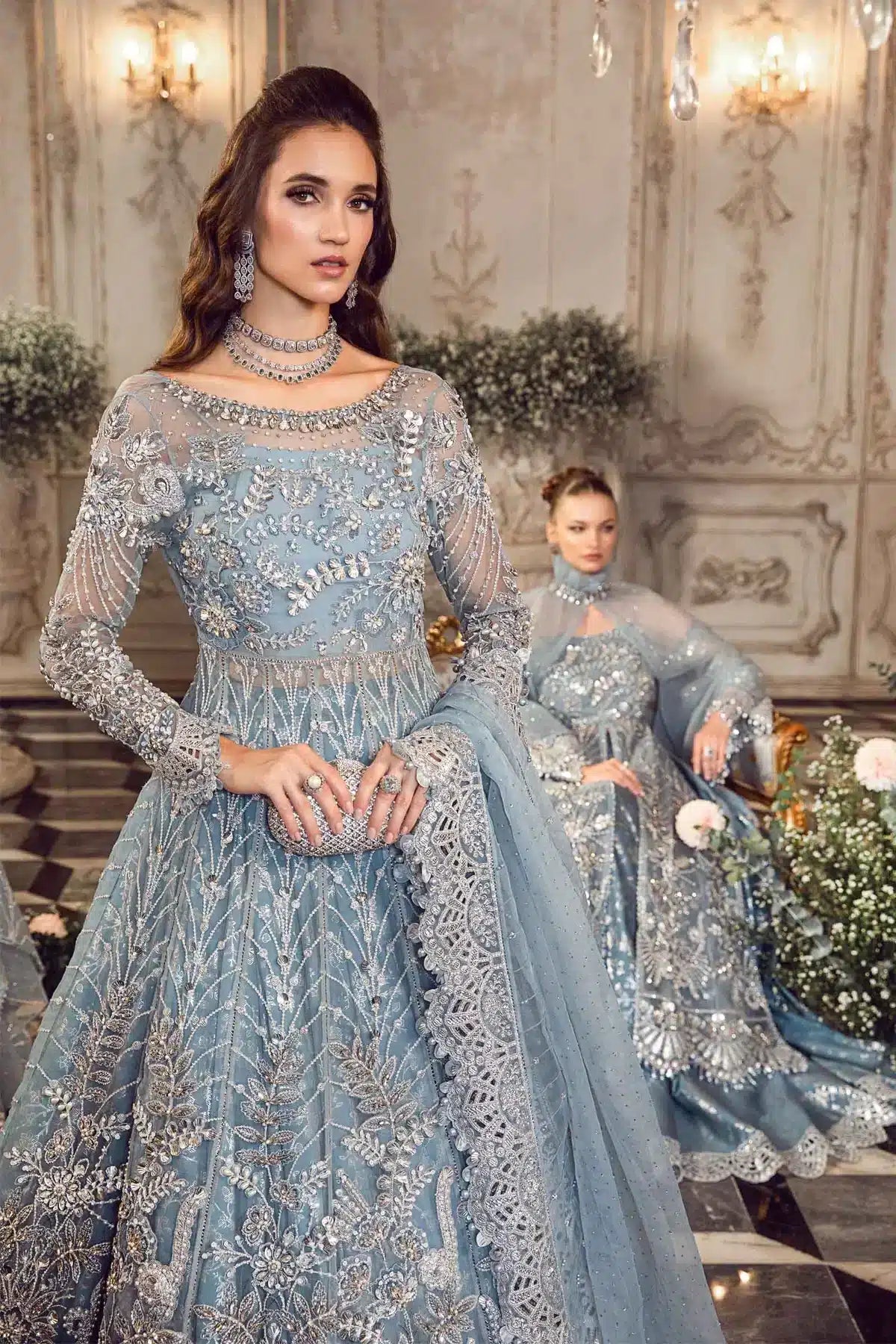 Maria B | Mbroidered Wedding Edition 23 | Ice Blue BD-2702 - Pakistani Clothes for women, in United Kingdom and United States