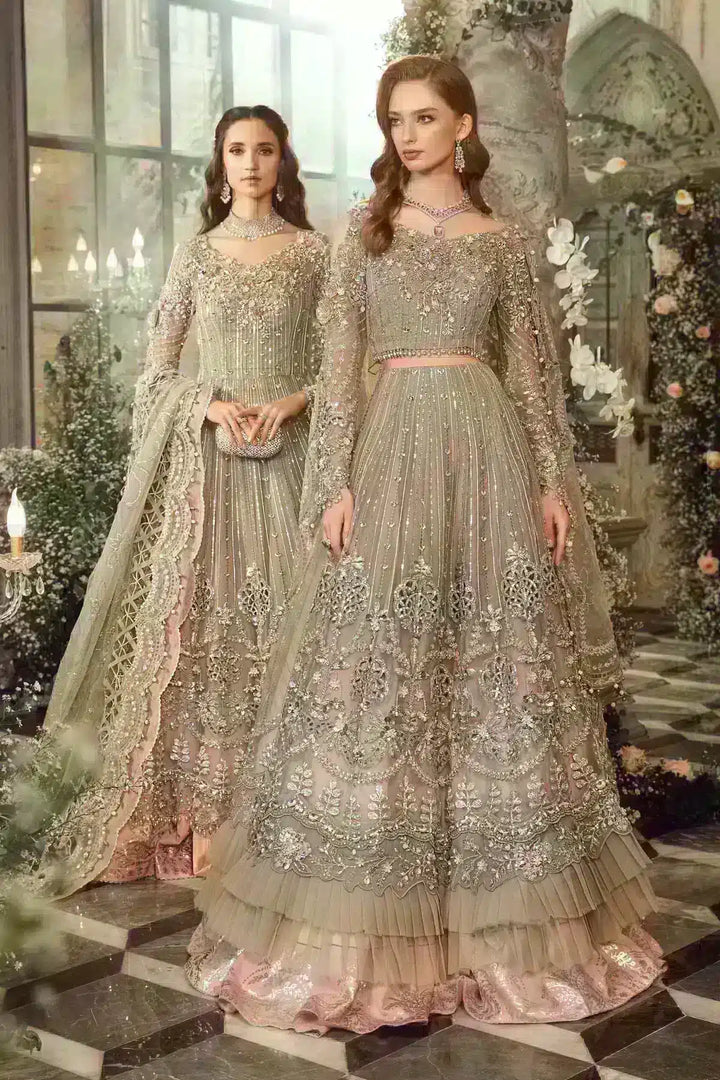 Maria B | Mbroidered Wedding Edition 23 | Grey BD-2703 - Hoorain Designer Wear - Pakistani Designer Clothes for women, in United Kingdom, United states, CA and Australia