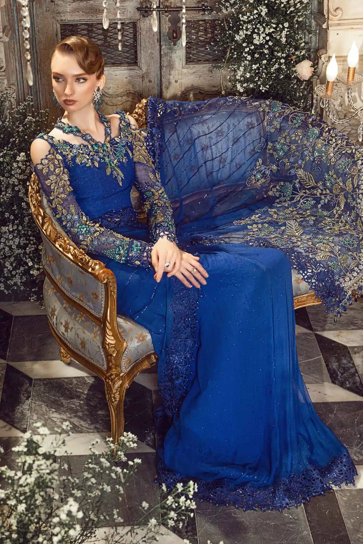 Maria B | Mbroidered Wedding Edition 23 | Cobalt Blue BD-2704 - Pakistani Clothes for women, in United Kingdom and United States