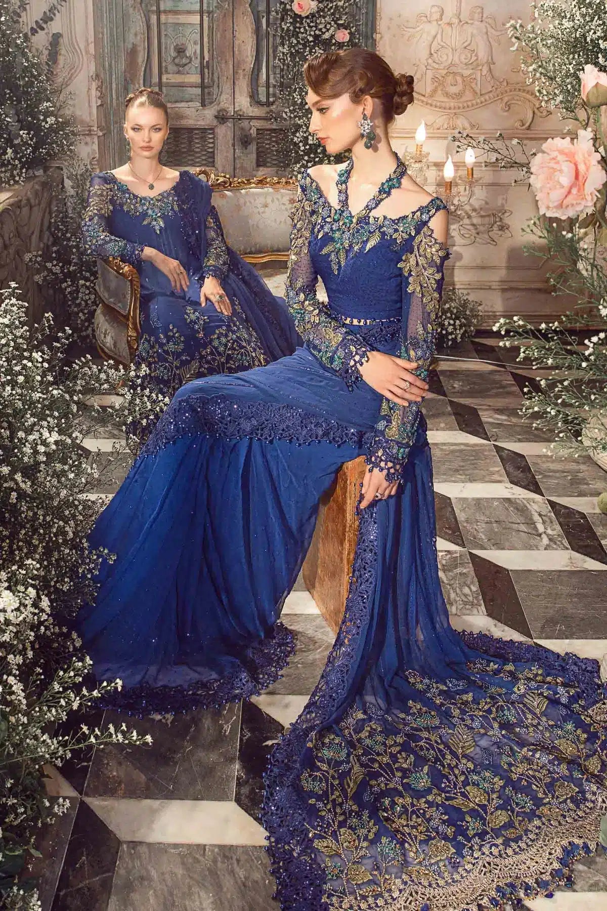 Maria B | Mbroidered Wedding Edition 23 | Cobalt Blue BD-2704 - Pakistani Clothes for women, in United Kingdom and United States