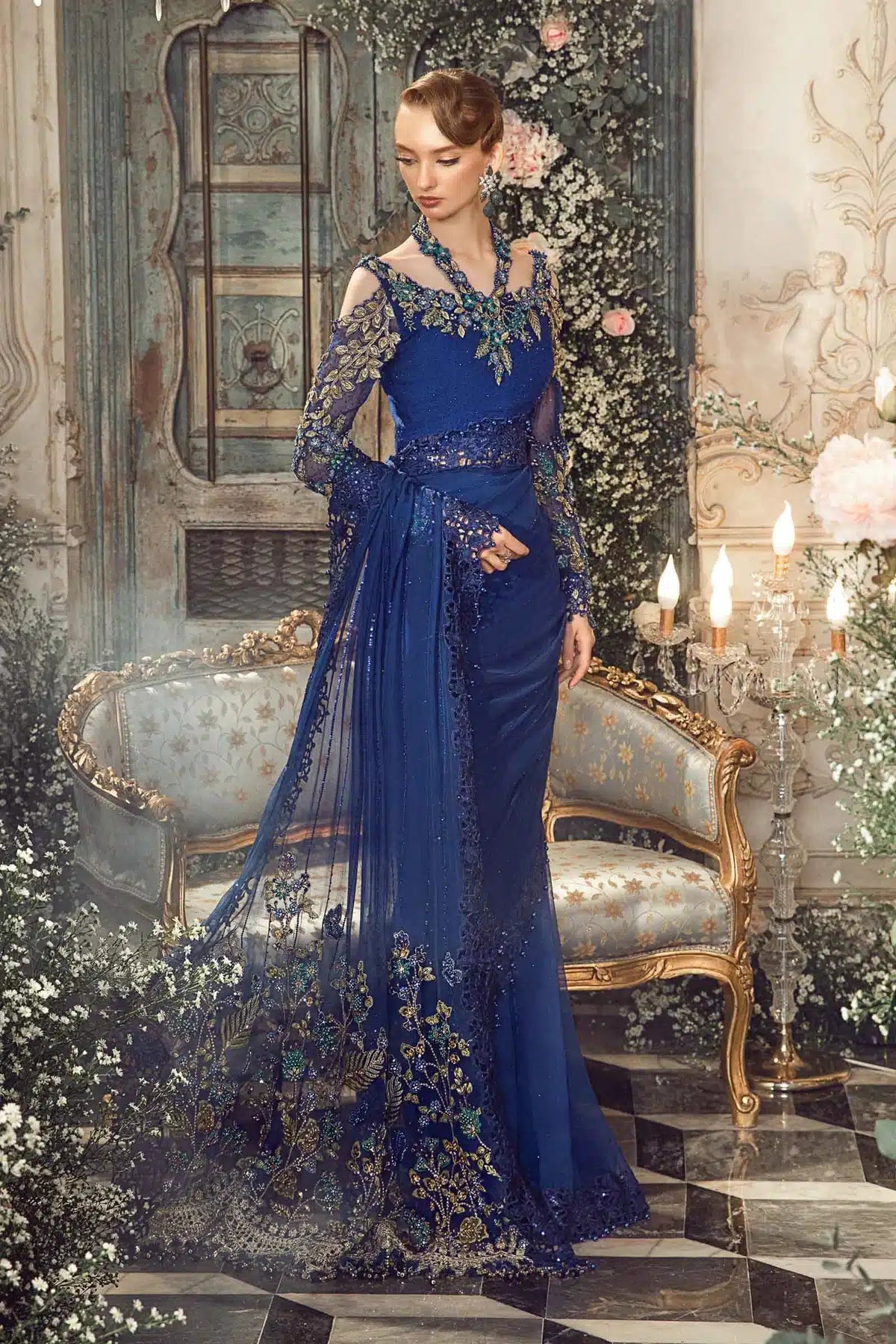 Maria B | Mbroidered Wedding Edition 23 | Cobalt Blue BD-2704 - Pakistani Clothes for women, in United Kingdom and United States