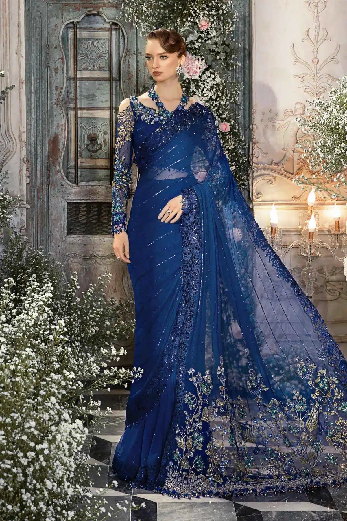 Maria B | Mbroidered Wedding Edition 23 | Cobalt Blue BD-2704 - Pakistani Clothes for women, in United Kingdom and United States