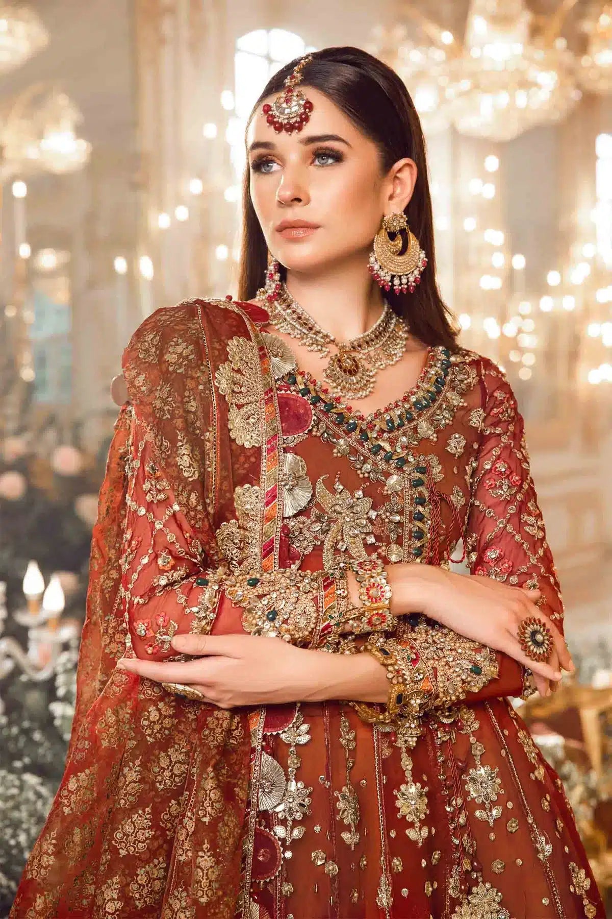 Maria B | Mbroidered Wedding Edition 23 | Maroon BD-2705 - Pakistani Clothes for women, in United Kingdom and United States