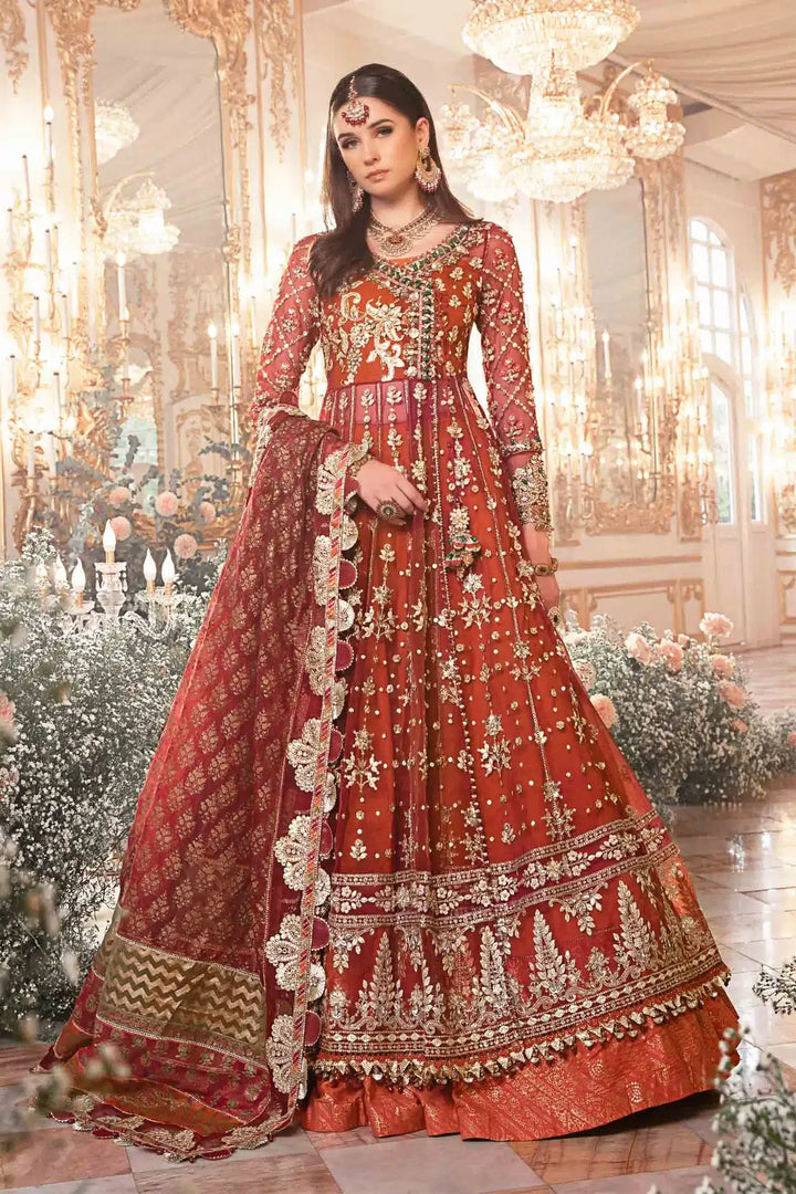Maria B | Mbroidered Wedding Edition 23 | Maroon BD-2705 - Hoorain Designer Wear - Pakistani Ladies Branded Stitched Clothes in United Kingdom, United states, CA and Australia