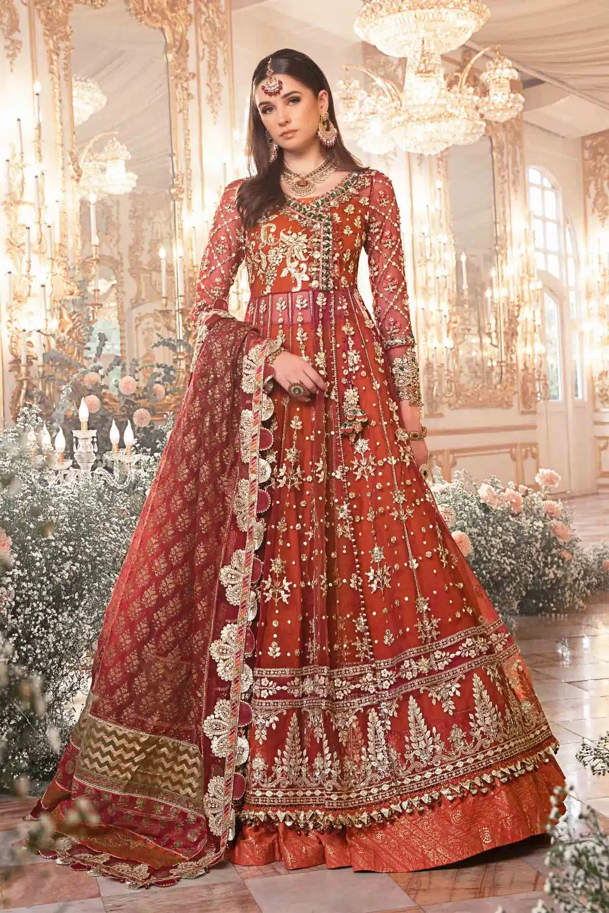 Maria B | Mbroidered Wedding Edition 23 | Maroon BD-2705 - Pakistani Clothes for women, in United Kingdom and United States