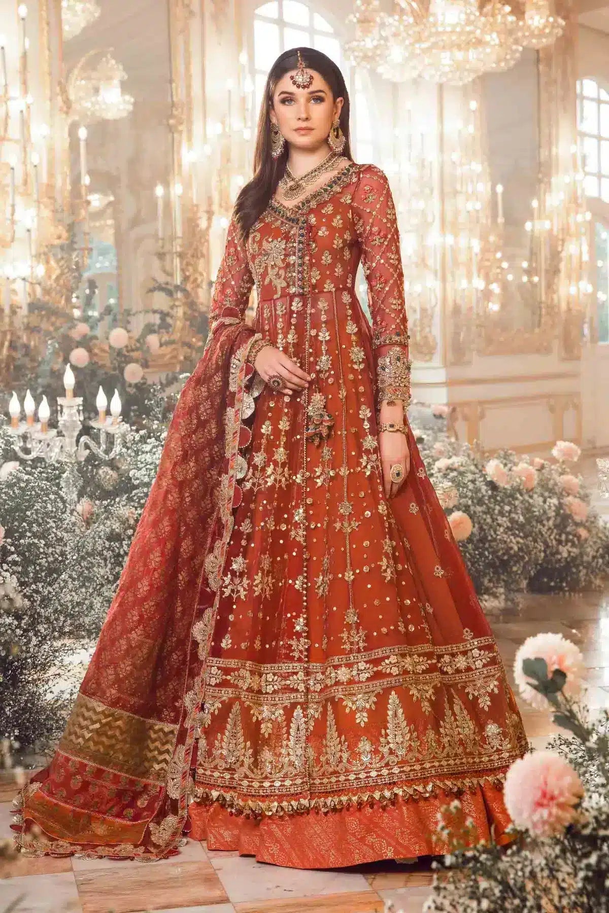 Maria B | Mbroidered Wedding Edition 23 | Maroon BD-2705 - Pakistani Clothes for women, in United Kingdom and United States