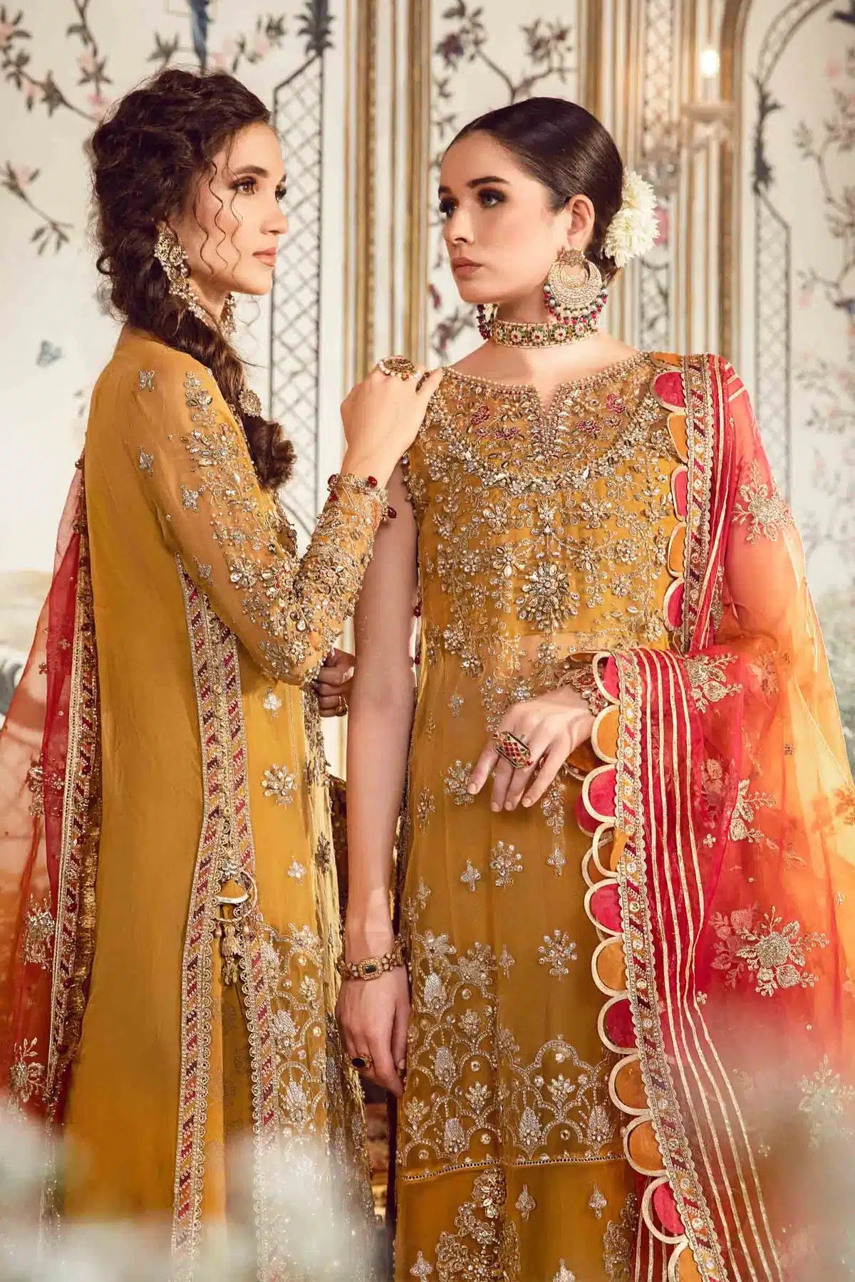 Maria B | Mbroidered Wedding Edition 23 | Mustard BD-2707 - Pakistani Clothes for women, in United Kingdom and United States