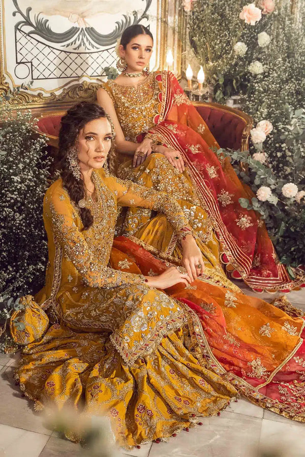Maria B | Mbroidered Wedding Edition 23 | Mustard BD-2707 - Hoorain Designer Wear - Pakistani Ladies Branded Stitched Clothes in United Kingdom, United states, CA and Australia
