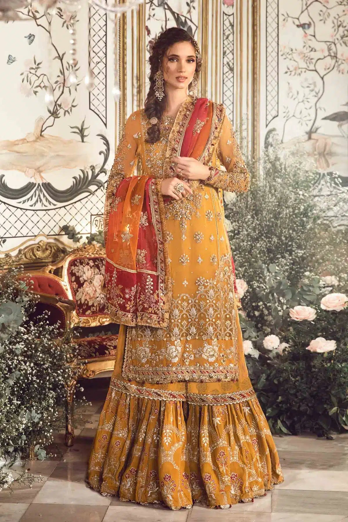 Maria B | Mbroidered Wedding Edition 23 | Mustard BD-2707 - Pakistani Clothes for women, in United Kingdom and United States