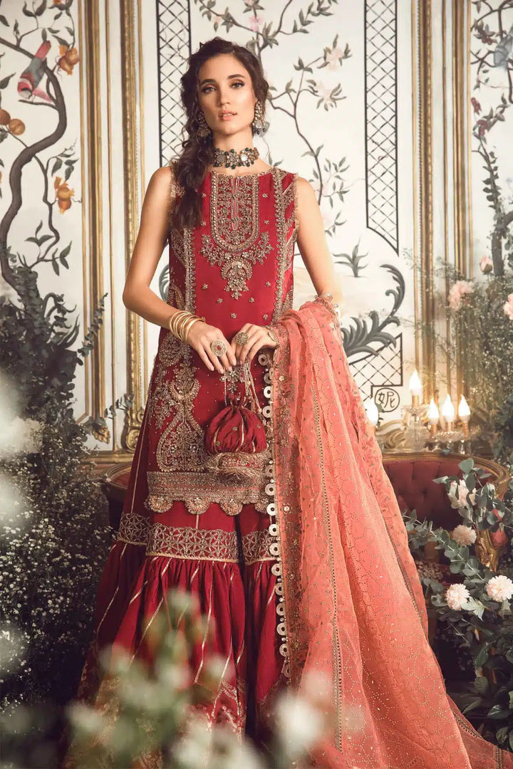 Maria B | Mbroidered Wedding Edition 23 | Maroon BD-2708 - Hoorain Designer Wear - Pakistani Ladies Branded Stitched Clothes in United Kingdom, United states, CA and Australia