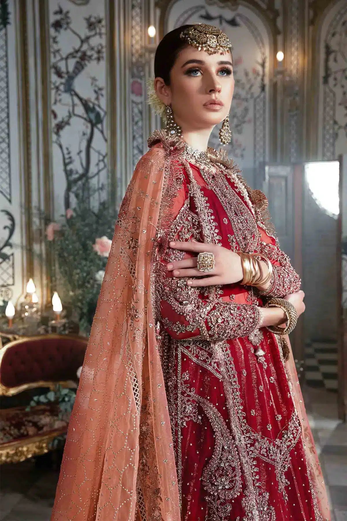 Maria B | Mbroidered Wedding Edition 23 | Maroon BD-2708 - Pakistani Clothes for women, in United Kingdom and United States