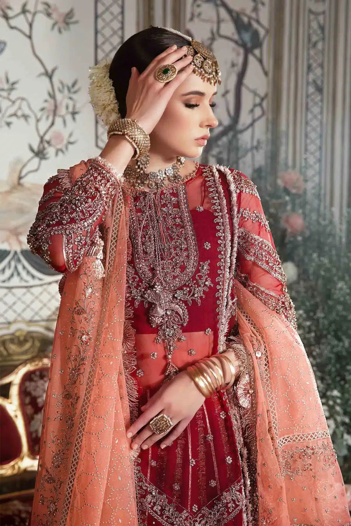 Maria B | Mbroidered Wedding Edition 23 | Maroon BD-2708 - Pakistani Clothes for women, in United Kingdom and United States